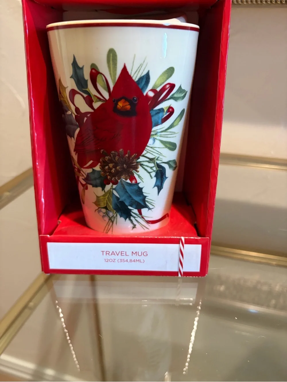 Lenox Holiday Cardinal Travel Mug - White and Red